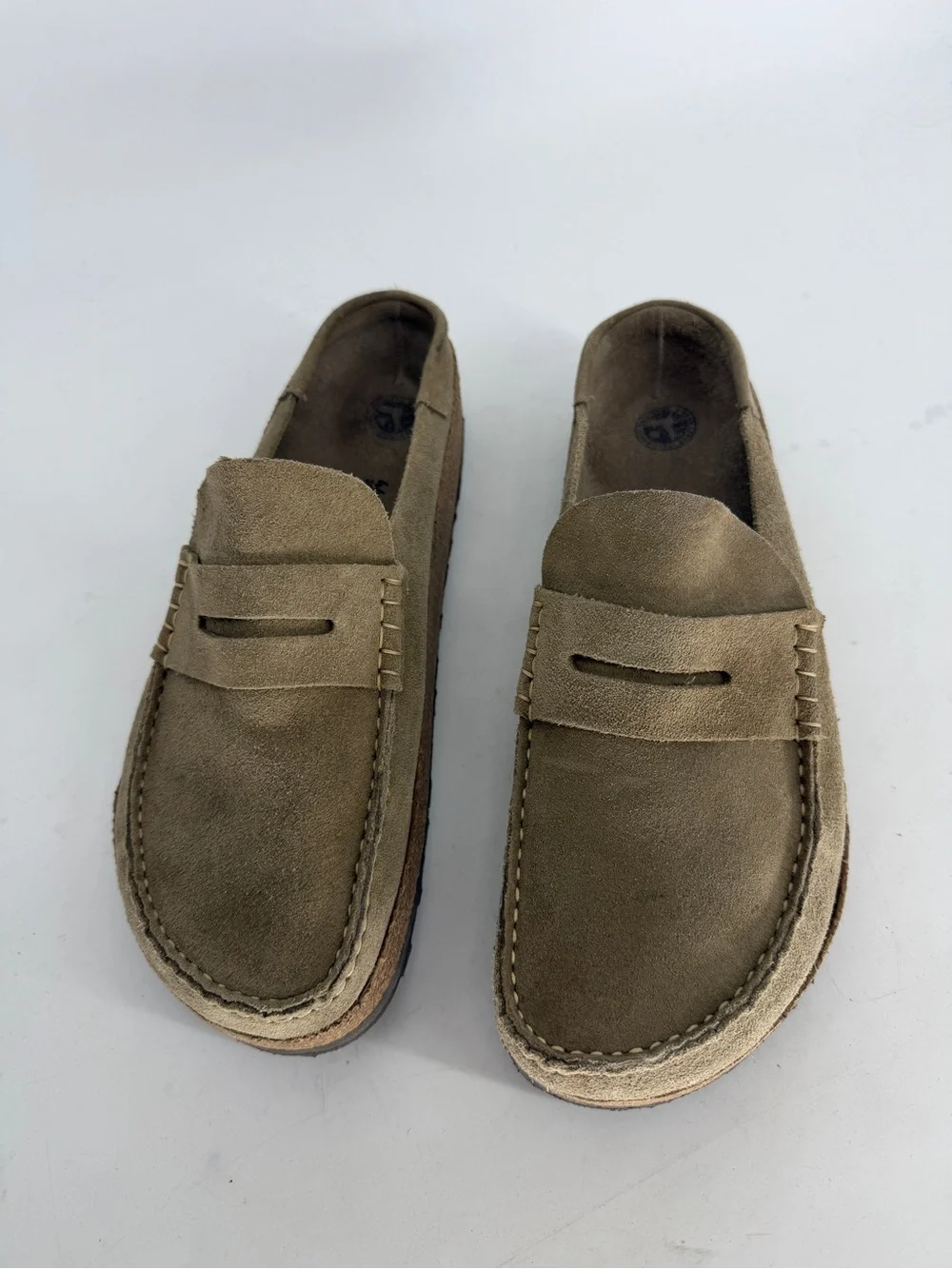 Birkenstock Naples Wrapped Taupe Suede Leather Clog Size 46